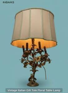 Vintage-Italian-Gilt-Tole-Floral-Table-Lamp-second-image