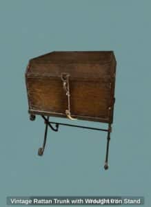 Vintage-Rattan-Trunk-with-Wrought-Iron-Stand-second-image