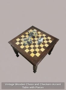 Vintage-Wooden-Chess-and-Checkers-Accent-Table-with-Pieces