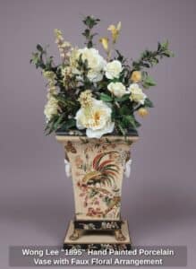 Wong-Lee-Hand-Painted-Porcelain-Vase-with-Faux-Floral-Arrangement