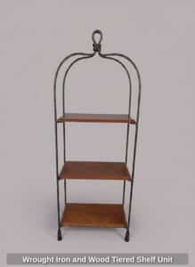Wrought-Iron-and-Wood-Tiered-Shelf-Unit