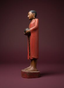 Antique-Burmese-Carved-Wood-Standing-Buddha-Statue-with-Alms-Bowl-fifth-image