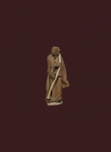 Antique-Carved-Wooden-Figure-of-a-Monk-with-Staff