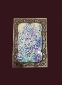 Art-Nouveau-Style-Silver-Plated-Picture-Frame-with-Enamel-Inlay-and-Turquoise-Accents