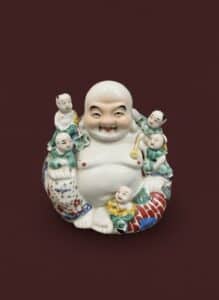 Chinese-Famille-Rose-Porcelain-Laughing-Buddha-with-Children-Figurine