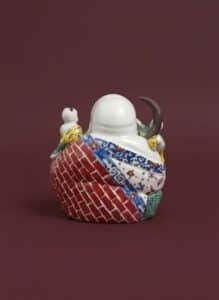 Chinese-Famille-Rose-Porcelain-Laughing-Buddha-with-Children-Figurine-second-image