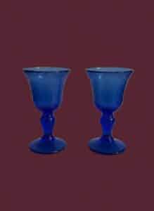 Cobalt-Blue-Blown-Glass-Goblets-with-Controlled-Bubbles