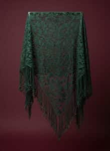 Emerald-Green-Hand-Knit-Lace-Shawl-with-Fringe