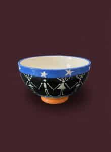 Hand-Painted-Ceramic-Bowl-by-KGM-Folk-Art-Sun-Motif