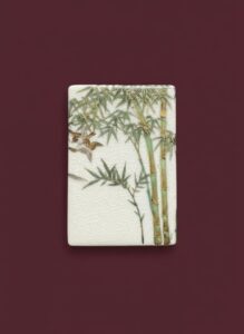 Japanese-Cracked-Glaze-Ceramic-Dish-with-Bamboo-and-Birds-1