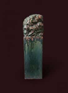 Large-Vintage-Chinese-Green-Glazed-Ceramic-Foo-Dog-Sculpture-on-Pedestal