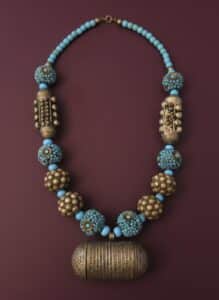 Moroccan-Berber-Necklace-with-Turquoise-and-Silver-Tone-Beads-second-image