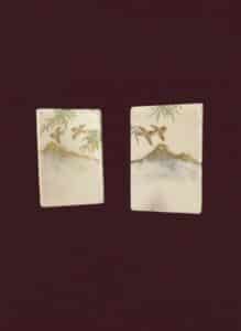 Pair-of-Japanese-Ceramic-Vases-with-Birds-and-Bamboo-Motif