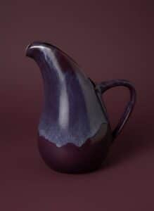 Purple-Glazed-Pitcher-and-Plates-Hall-China