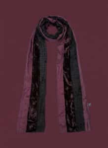 Purple-and-Black-Velvet-and-Woven-Pattern-Scarf