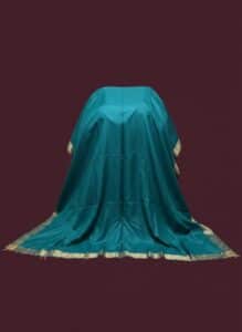 Teal-Silk-Saree-with-Gold-Border