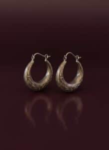 Vintage-Engraved-Sterling-Silver-Creole-Hoop-Earrings