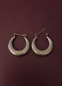 Vintage-Engraved-Sterling-Silver-Creole-Hoop-Earrings-second-image