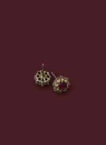 Vintage-Floral-Cluster-Stud-Earrings-with-Red-and-Yellow-Rhinestones-second-image