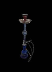 Blue-Glass-Hookah-with-Ornate-Copper-Stem-1