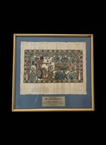 Egyptian-Papyrus-Painting-with-Presentation-Plaque-Gifted-to-John-Robinson