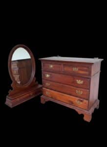 Ethan-Allen-Cherry-Wood-Dresser-with-Oval-Mirror-1