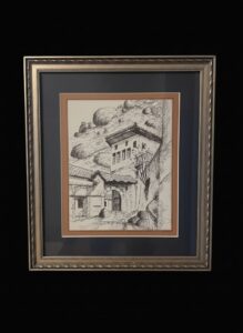 Original-Ink-Architectural-Study-of-Mediterranean-Village