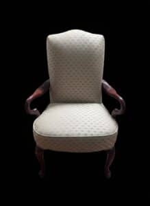 Queen-Anne-Style-Upholstered-Armchair-with-Cabriole-Legs-and-Pad-Feet
