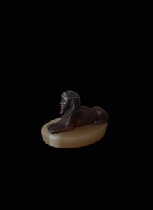 Vintage-Bronze-Sphinx-Paperweight-on-Alabaster-Base