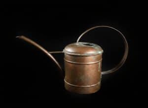 Vintage-Copper-Watering-Can-with-Long-Spout-and-Curved-Handle
