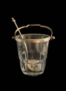 Vintage-Glass-Ice-Bucket-with-Silver-Plated-Rim-and-Tongs