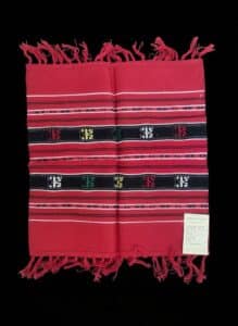Vintage-Romanian-Handwoven-Folk-Art-Textile-Tismana-Woven-Fringe-Red-Black-White
