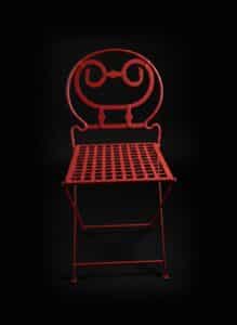 Vintage-Spectacle-Back-Red-Wrought-Iron-Bistro-Chair-second-image
