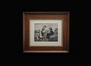 Vintage-The-Angelus-Print-by-Jean-Francois-Millet-in-Oak-Frame