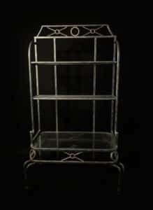 Wrought-Iron-Bakers-Rack-with-Glassware-and-Barware-1