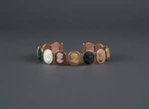 Antique-Multi-Stone-Cameo-Rose-Gold-Bracelet