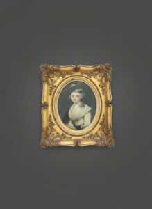 Antique-Portrait-Miniature-of-a-Lady-in-Ornate-Gilt-Frame