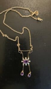 Art-Nouveau-Amethyst-and-Seed-Pearl-Lavalier-Pendant-Necklace-second-image