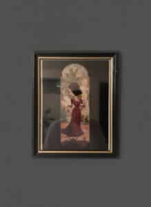 Art-Nouveau-Lady-with-Letter-Art-Print-by-C.-Meloch