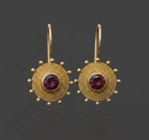 Byzantine-Revival-Style-Garnet-and-Filigree-Earrings-second-image