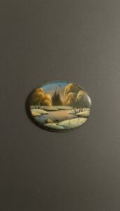 Collection-of-Four-Vintage-Costume-Jewelry-Brooches-Piano-Bird-Cameo-and-Landscape-second-image