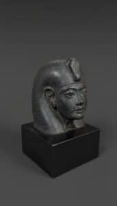 Egyptian-Pharaoh-Head-Sculpture-on-Black-Base-second-image