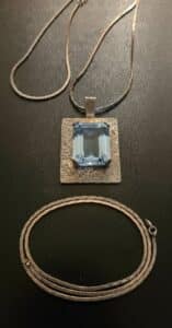 Hammered-Sterling-Silver-and-Blue-Topaz-Pendant-Necklace-second-image