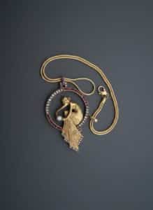 K-Gold-Horse-Motif-Pendant-with-Ruby-and-Diamond-Accents-on-Chain