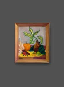 Original-Still-Life-Oil-Painting-with-Pumpkin-and-Pottery
