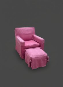 Pink-Textured-Slipcovered-Armchair-and-Ottoman-Set