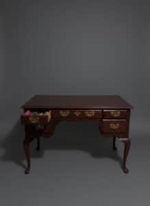 Queen-Anne-Style-Mahogany-Kneehole-Writing-Desk