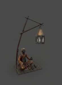 Vintage-Orientalist-Cold-Painted-Spelter-Figural-Table-Lamp