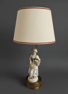 Vintage-Porcelain-Figurine-Lamp-Woman-with-Basket