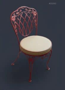 Vintage-Red-Wrought-Iron-Floral-Garden-Dining-Set